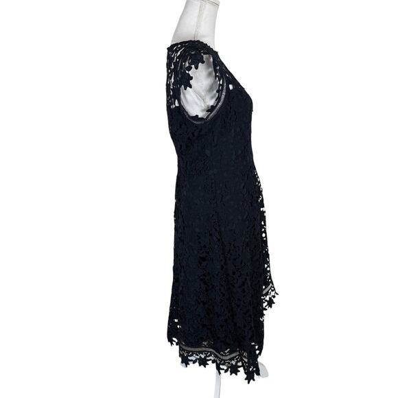 Eliza J Womens Dress Size 10 Lace Overlay Navy Asymmetrical Classic Cocktail - Picture 4 of 10